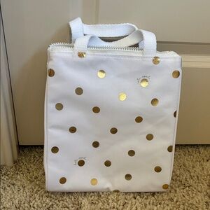 Kate Spade White and Gold Polka Dot lunchpail
